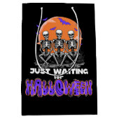 ハロウィンを待つだけで不気味スケルトン可愛 ミディアムペーパーバッグ (正面)