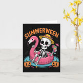 ハロウィンを待つだけの不気味なサマーウィーンのスケルトン カード (黄色い花)