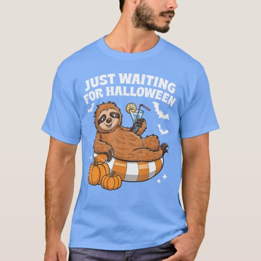 ハロウィンを待つだけ かわいい怠け者スローハロウィン Tシャツ (正面)