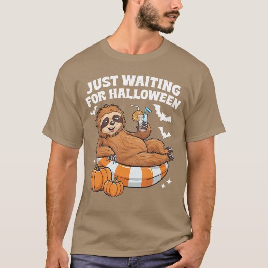 ハロウィンを待つだけ かわいい怠け者ハロウィン Tシャツ (正面)