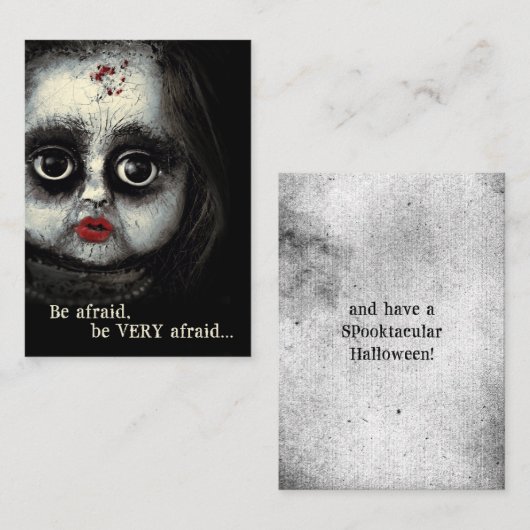 ハロウィンを恐れる不気味な不気味な人形 コーリングカード (正面/裏面)