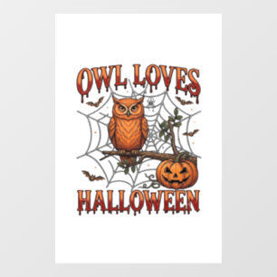 ハロウィンを愛するフクロウ オレンジクモの巣カボチャ_1 ウィンドウサイン