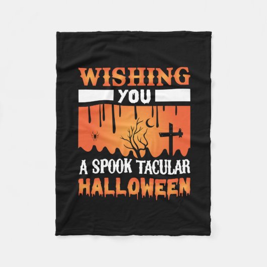 ハロウィンを望不気味む フリースブランケット (正面)