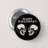 ハロウィンを楽しむ二つのドクロ 缶バッジ (正面&裏面)