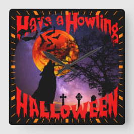 ハロウィンを楽しもう スクエア壁時計
