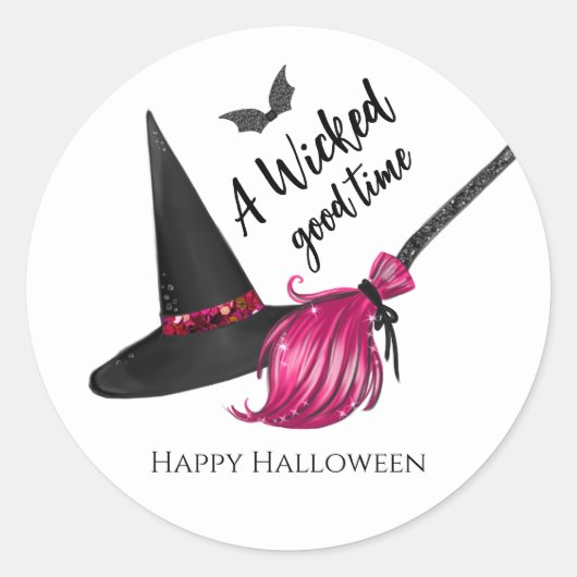 ハロウィンを楽しもう A Wicked Good Time Happy Halloween ラウンドシール (正面)