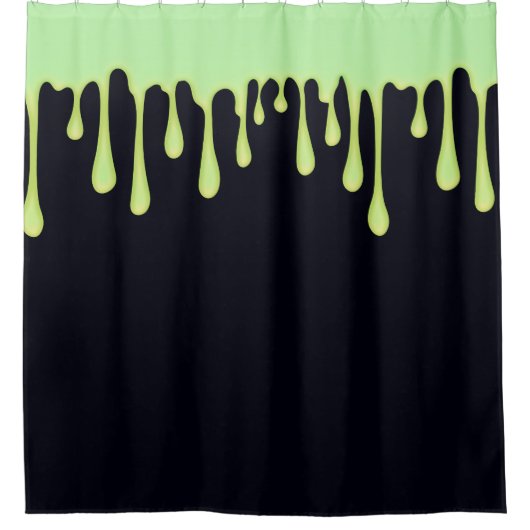 ハロウィンを滴らせる緑のグロー シャワーカーテン (正面)
