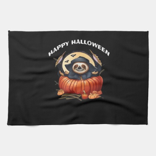 ハロウィンを祝うかわいいナマケモノ Essential Tシャツ キッチンタオル (横)