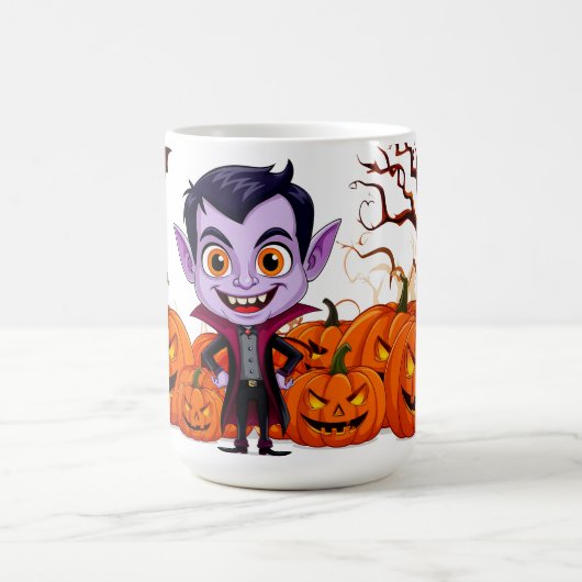 ハロウィンを祝うキャラクターの吸血鬼の子供 🎃 コーヒーマグカップ (中央)