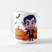 ハロウィンを祝うキャラクターの吸血鬼の子供 🎃 コーヒーマグカップ (正面左)