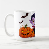 ハロウィンを祝うキャラクターの吸血鬼の子供 🎃 コーヒーマグカップ (左)