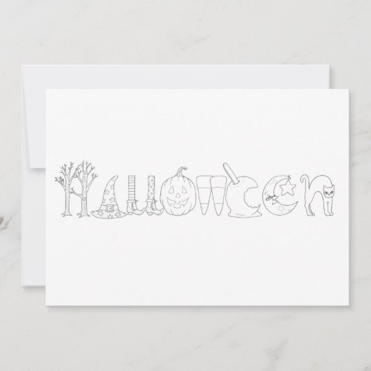 ハロウィンアイコン色絵本はがき カード (正面)