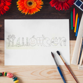 ハロウィンアイコン色絵本はがき カード