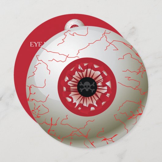 ハロウィンアイボールパーティの招待状(赤) 招待状 (正面/裏面)