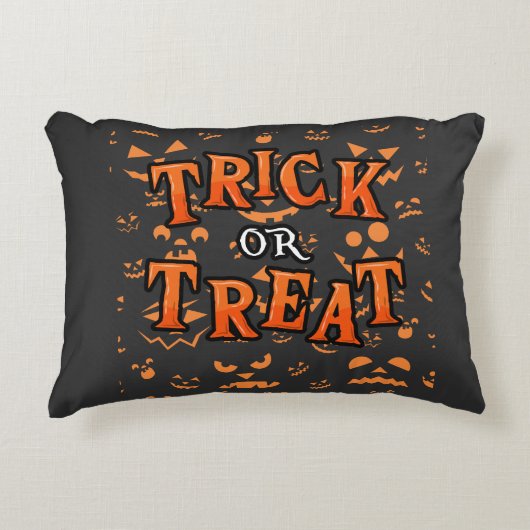 ハロウィンアクセント枕のトリックまたはトリートメント アクセントクッション (正面)