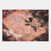 ハロウィンアジサイとクロスヴィンテージブックページ ラッピングペーパーシート (正面3)