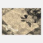 ハロウィンアジサイとクロスヴィンテージブックページ ラッピングペーパーシート (正面2)