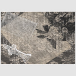 ハロウィンアジサイとクロスヴィンテージブックページ 薄葉紙