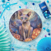 ハロウィンアビシニアン猫カボチャ怖い ペーパープレート (パーティー)