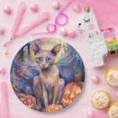 ハロウィンアビシニアン猫カボチャ怖い ペーパープレート (パーティー)