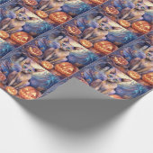 ハロウィンアビシニアン猫カボチャ怖い ラッピングペーパー (角)