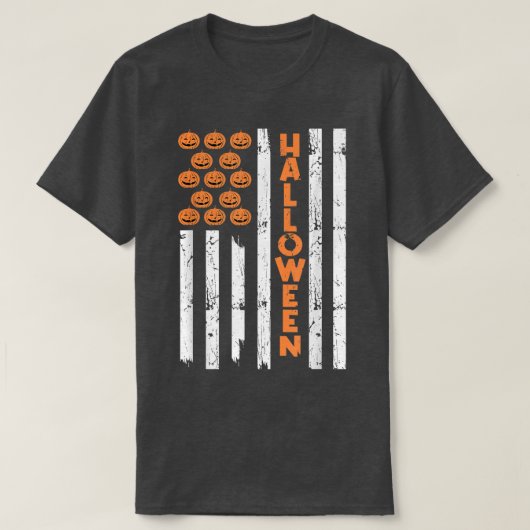 ハロウィンアメリカ国旗かぼちゃアメリカ Tシャツ (デザイン正面)