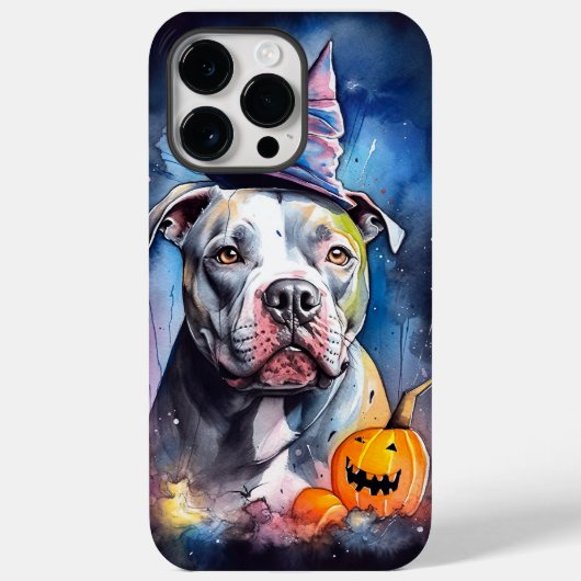 ハロウィンアメリカ(犬)スタッフォードとカボチャ Case-Mate iPhoneケース (裏面)