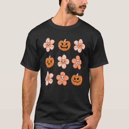 ハロウィンアンドパンプキンズボホレトロ 不気味 Tシャツ (正面)
