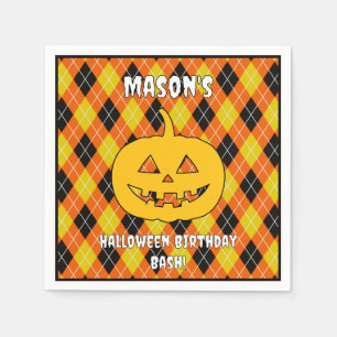 ハロウィンアーガイルハロウィーンのカボチャのちょうちん スタンダードカクテルナプキン