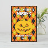 ハロウィンアーガイルハロウィーンのカボチャのちょうちん 招待状 (スタンド正面)