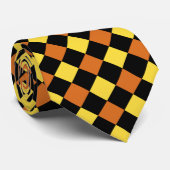 ハロウィンイエロー、オレンジ、ブラック市松模様に ネクタイ (ロール)