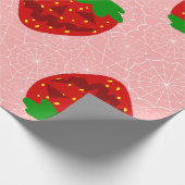 ハロウィンイチゴロカビリーピンクのクモの巣 ラッピングペーパー (角)