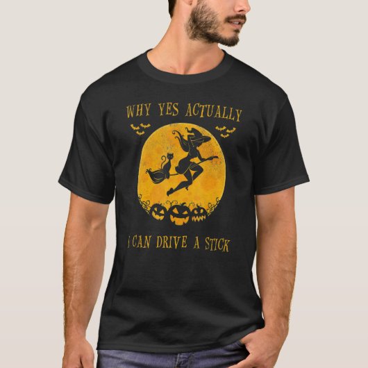 ハロウィンウィッチのマニュアル車大好き Tシャツ (正面)