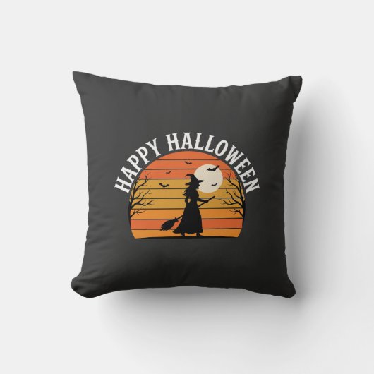ハロウィンウィッチの夕焼けデザイン_1 クッション (正面)