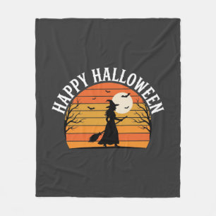 ハロウィンウィッチの夕焼けデザイン_1 フリースブランケット