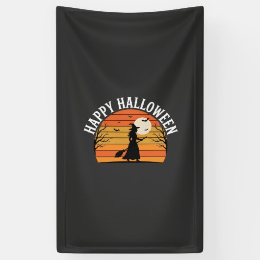ハロウィンウィッチの夕焼けデザイン_1 横断幕 (縦)