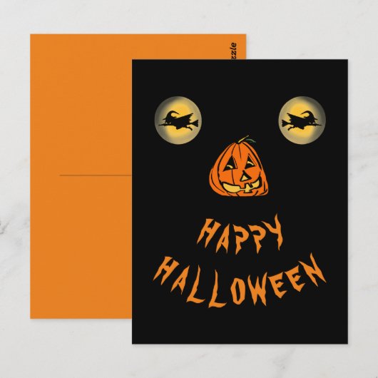ハロウィンウィッチの目とパンプキンの鼻 ポストカード (正面/裏面)