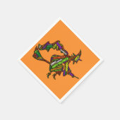 ハロウィンウィッチオンザブロムスティックオレンジタイポグラフィ スタンダードカクテルナプキン (角)