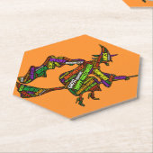 ハロウィンウィッチオンザブロムスティックオレンジタイポグラフィ ペーパーコースター (アングル)