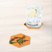 ハロウィンウィッチオンザブロムスティックオレンジタイポグラフィ ペーパーコースター (インサイチュ)