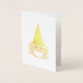 ハロウィンウィッチキュートおもしろい笑顔ハッピーハッピー金ゴールド 箔カード (正面)