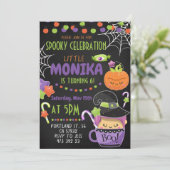 ハロウィンウィッチコルドロン誕生日招待状  招待状 (スタンド正面)