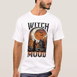 ハロウィンウィッチシャツビンテージハウンテッドムーンデザイン Tシャツ
