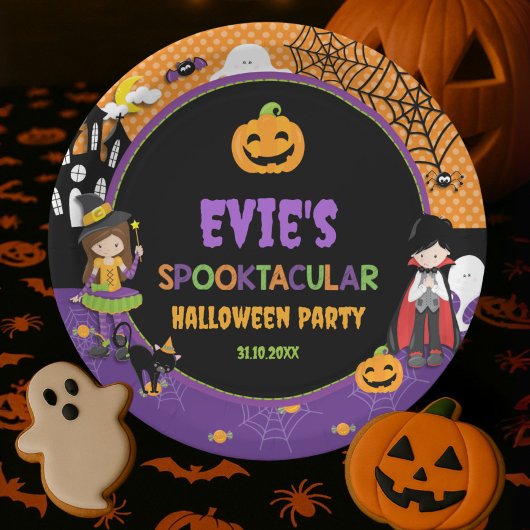 ハロウィンウィッチドラキュラハロウィーンのカボチャのちょうちんカボチャ ペーパープレート