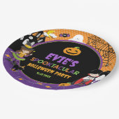 ハロウィンウィッチドラキュラハロウィーンのカボチャのちょうちんカボチャ ペーパープレート (アングル)