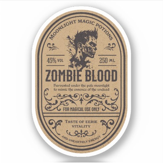 ハロウィンウィッチポーション薬用ボトルラベル シール (正面)