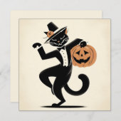 ハロウィンウィッチーブラックとカボチャ猫フラットカード (正面/裏面)