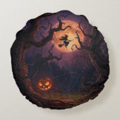 ハロウィンウィッチ&カボチャ丸い枕 ラウンドクッション (裏面)