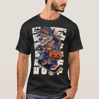 ハロウィンウェアウルフスケートボードTシャツ Tシャツ