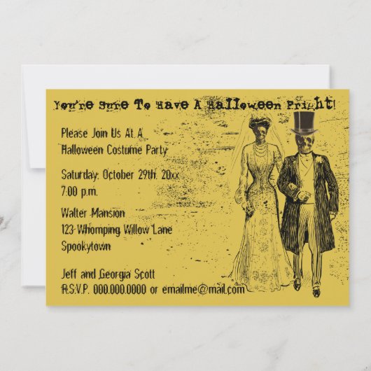 ハロウィンウェディング 怖いゴースト花嫁と新郎 招待状 (裏面)